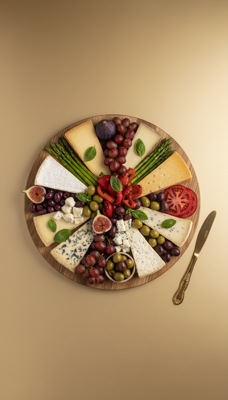 Curated vegetarian board with imported cheeses